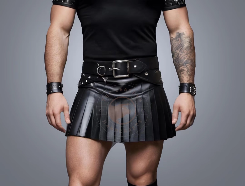 Handmade Sheepskin Leather Mini Kilt: Pleated Gothic Festival Outfit - Etsy