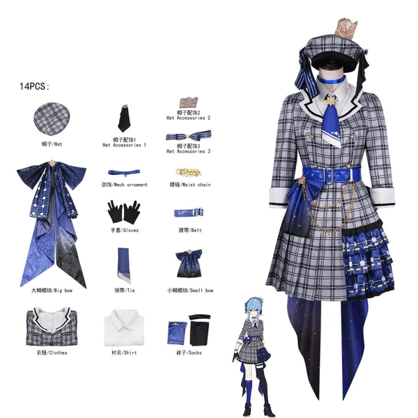 [Wetrose] In Stock Hosimati Suisei 星街すいせい コスプレ Hololive Vtuber Cosplay Costume Suisui Classic Wig Hat Full Set