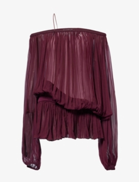 Ruched Off-Shoulder Silk Mini Dress 