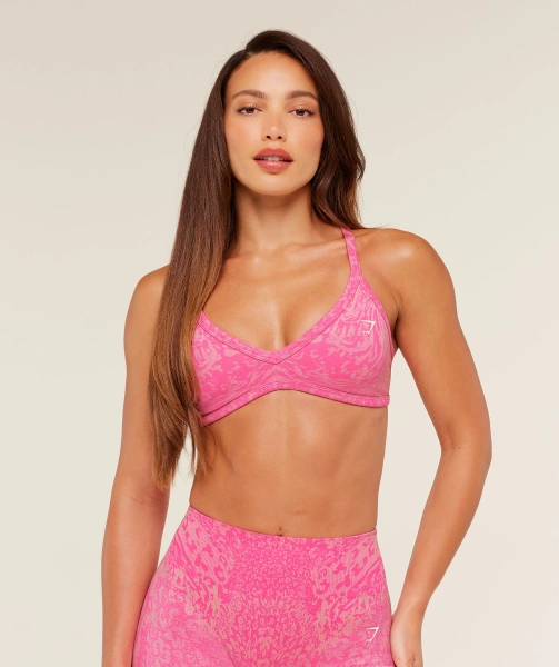 Gymshark Adapt Animal X Whitney Sports Bra - Electric Pink /  Sorbet Yellow