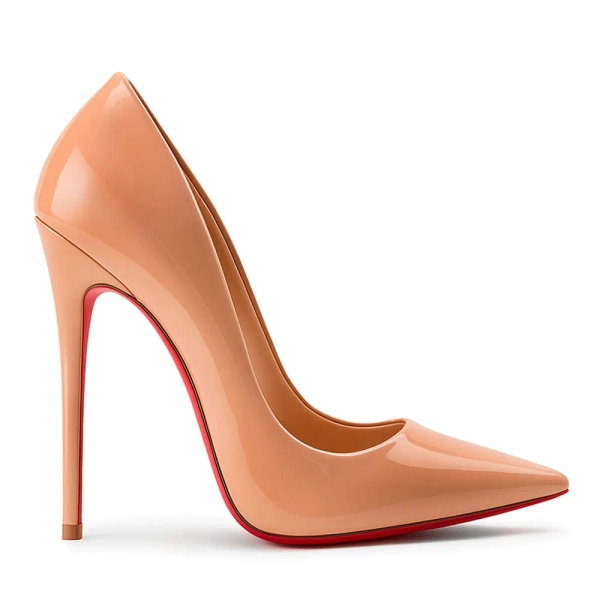 Scarpin Royalz Verniz Sola Vermelha Salto Alto Fino Celine Nude Escuro