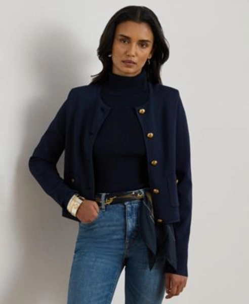 Women's Cropped Crewneck Sweater Jacket