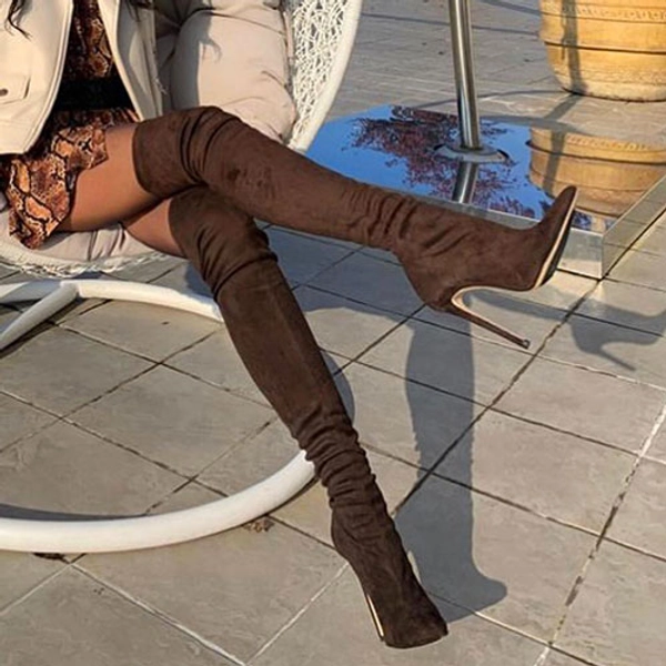 Stivale Elasticizzato Camoscio Testa Di Moro
