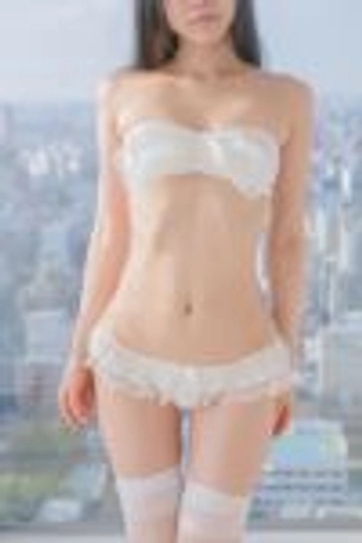 シフォンフリルレースTバック〈白〉