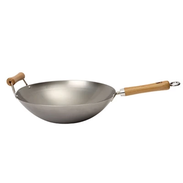 School Of Wok "wok Star" Carbon Steel Wok, Silver, 14-Inch