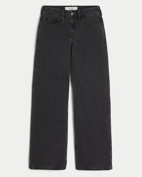 High-Rise Washed Black Baggy Jeans