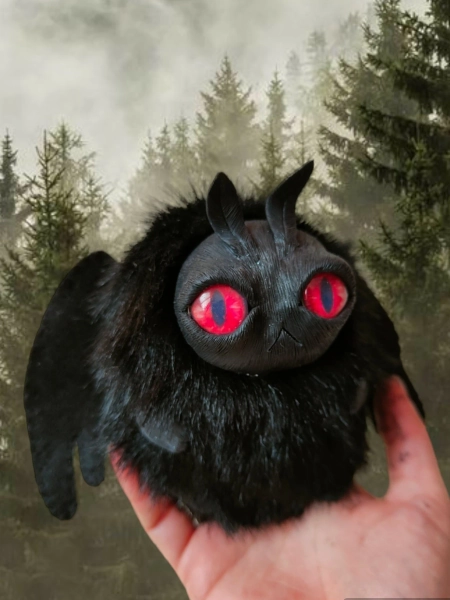 Mothman plush cryptid, weird creature, strange fellows, ooak monster, Appalachian Mountains, horror collectible plushie, uniqueart doll