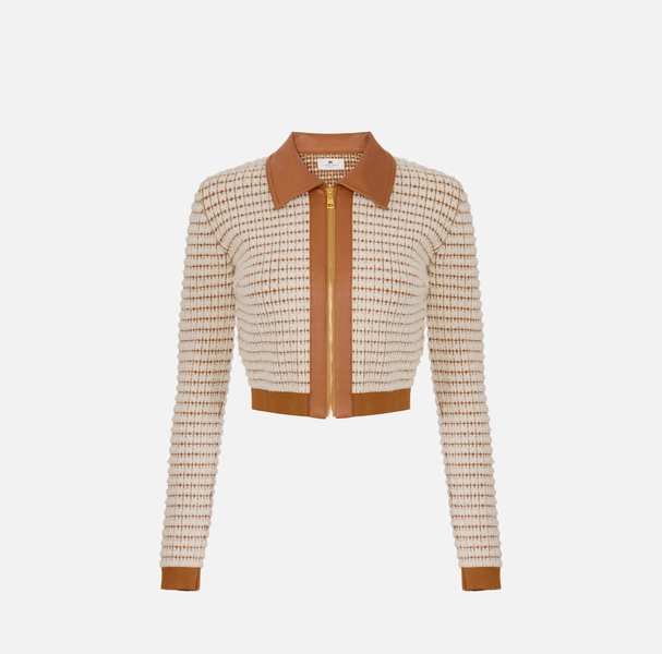 Elisabetta Franchi - Cardigan in chenille fabric with waffle stitch