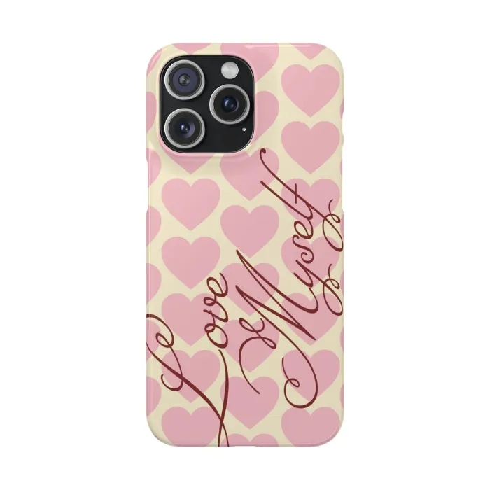 Love Yourself” Pink Heart Pattern Phone Case