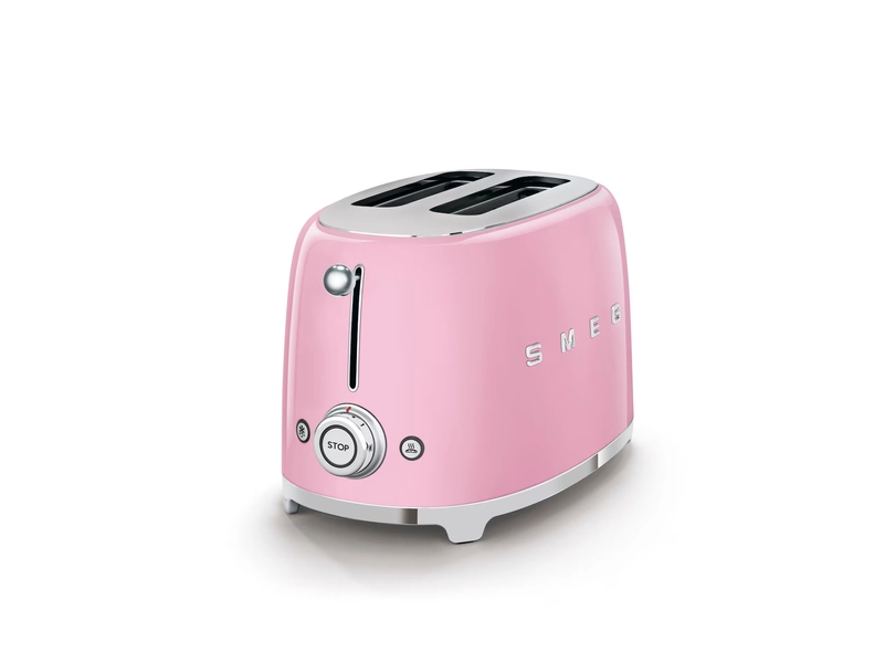 Smeg 50's Retro Style Wide Slot Pop Up Electric Toaster with 6 Settings, 2-Slice, Pink