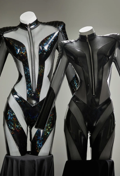 Sexy Lingerie Glossy Mesh Patchwork Jumpsuit See-through Tight Bodysuit