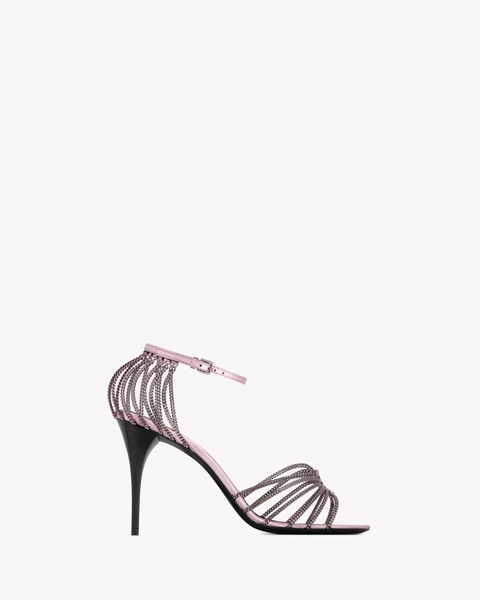 BABYLONE sandals in metallic leather and metal