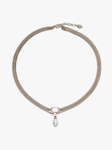 Collier Skull et Cristaux pour Femme en Finition or pâle | McQueen FR