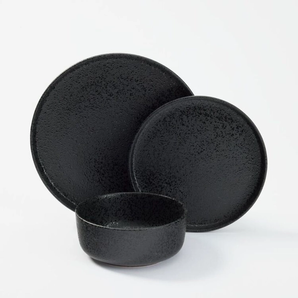 Soren Hudson 12 Piece Dinner Set Black | Harris Scarfe
