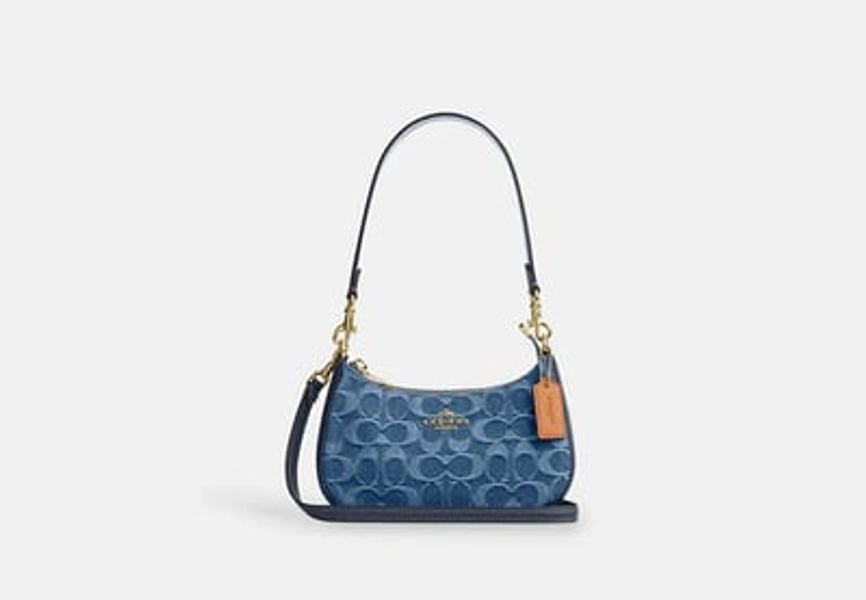 Coach Outlet Teri Crossbody Bag In Signature Denim - Blue, Size: Mini