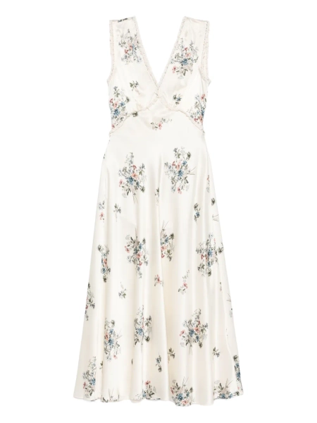 DÔEN V-neck floral print midi dress - Neutrals S
