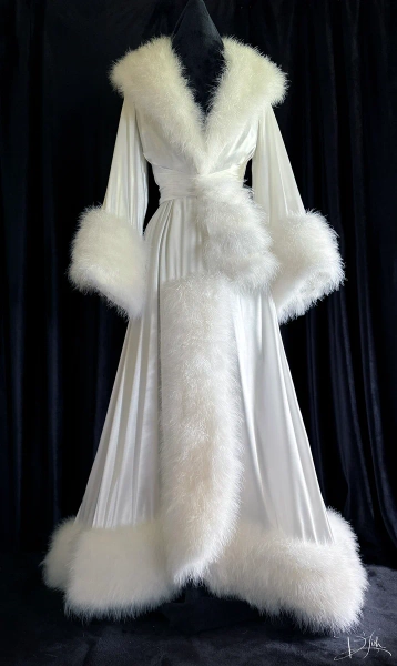 Ivory/Off-White "Dominique" Dressing Gown