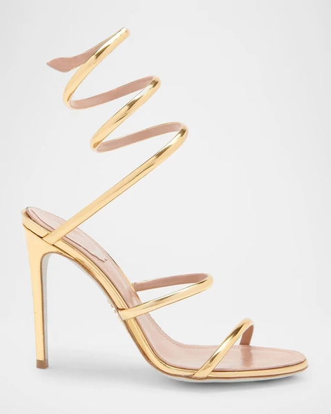 105mm Cleo Metallic Leather Sandals