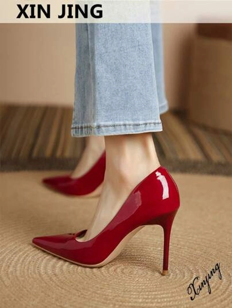 Xin Jing Shoes Décolleté con tacco alto da donna per l'autunno/inverno, scarpe da ufficio alla moda slip-on, eleganti, adatte per feste