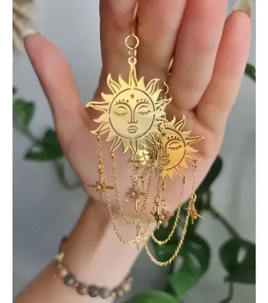 Par De Brincos Sol Sunshine Místico Esotérico Dourado