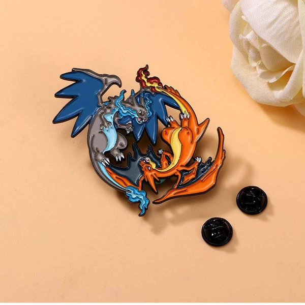 Shiny Charizard Badge Metal Charizard Pin Fire Dragons