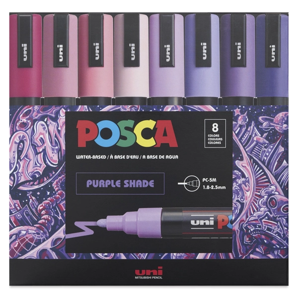 Posca Paint Markers - Set of Purple Shade Colors, Medium Bullet Tip, 1.8 - 2.5 mm