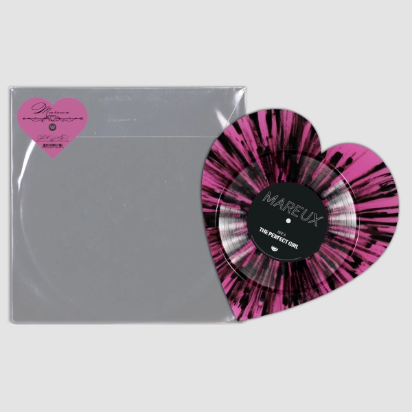 VV Exclusive: The Perfect Girl Neon Purple with Black Splatter Heart Shaped Vinyl Single — Vertigo Vinyl