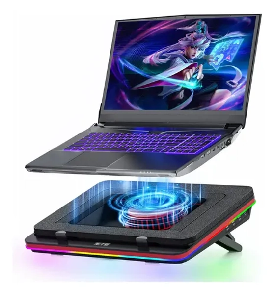 IETS GT500 Cooling Pad, 5000 RPM Turbo-Fan, RGB, 13-17.3inch Laptop Cooler with 3-Port USB Hub