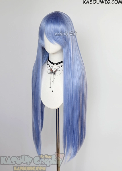 L-4 KA055 100cm/39.5" long straight versatile Cornflower Blue wig