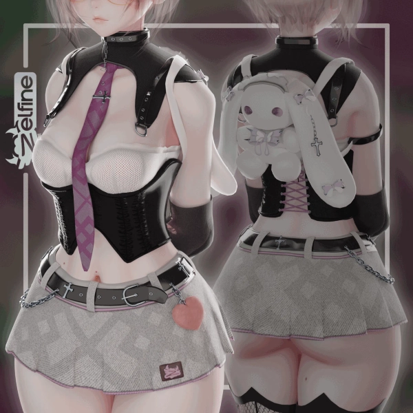 Cute Punk Outfit (Christmas Textures) (Rigged for ZinFit, VRBase EGirl, GodMagician, Saki, Xylo, NovaBeast, FoxMoth, Nardoragon) by zelf on Jinxxy