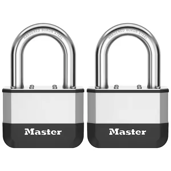 Master Lock Elite Heavy Duty Lock with Hardened Boron Steel Shackle, 2-5/8 in. wide, 1-½ in. Shackle; Two-Pack PK15KATLF