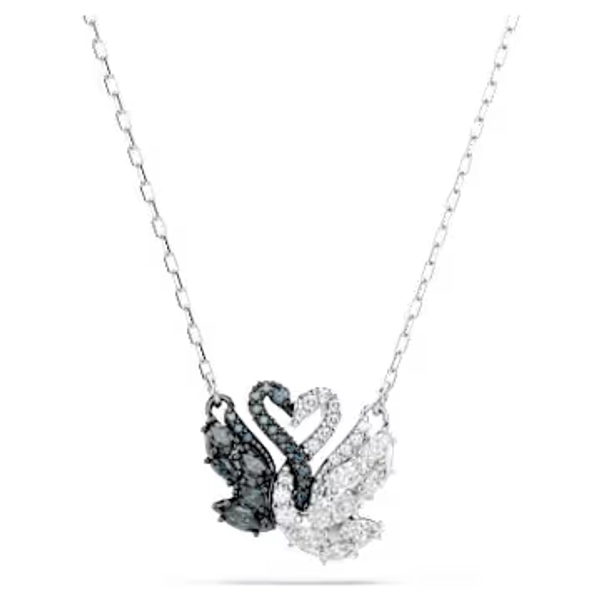 Swan pendant, Swan, Black, Mixed metal finish
