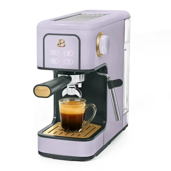 Beautiful Slim Espresso Machine with 20-Bar Pressure, Lavender by Drew Barrymore