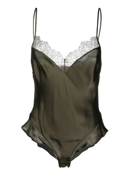Maison Close lace-trim silk bodysuit | XS