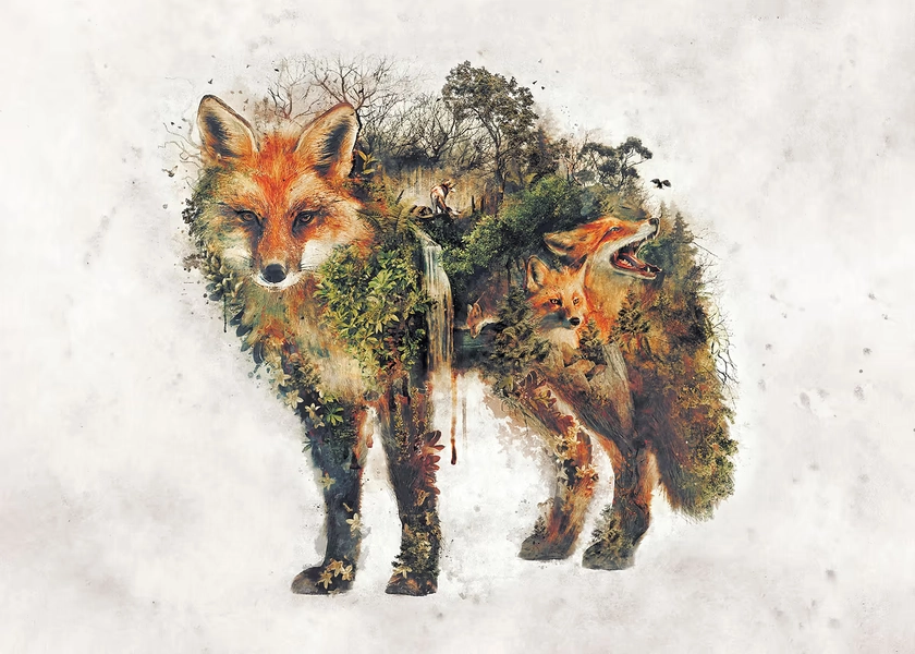 'Red Fox' Poster, picture, metal print, paint by Barrett Biggers | Displate