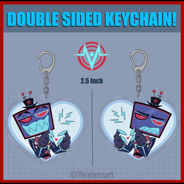 Hazbin Hotel Double Sided Vox Heart Keychain