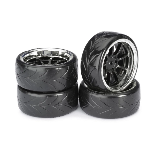 Absima Komplettrad Drift LP 9-Speichen / Profil A schwarz/chrom 1:10 