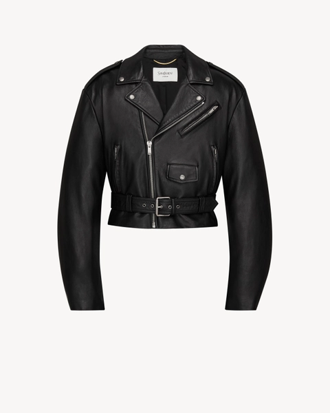 Bikerjacke aus Lammleder mit Reißverschluss