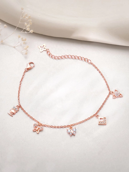 GIVA Women Sterling Silver Rose Gold-Plated Link Bracelet