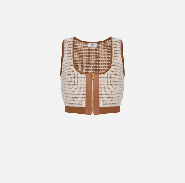 Chenille top with waffle stitch
