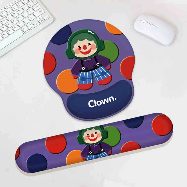 Cute Clown Mouse Pad Colorful Clown Keyboard Wrist Support Pad - Purple