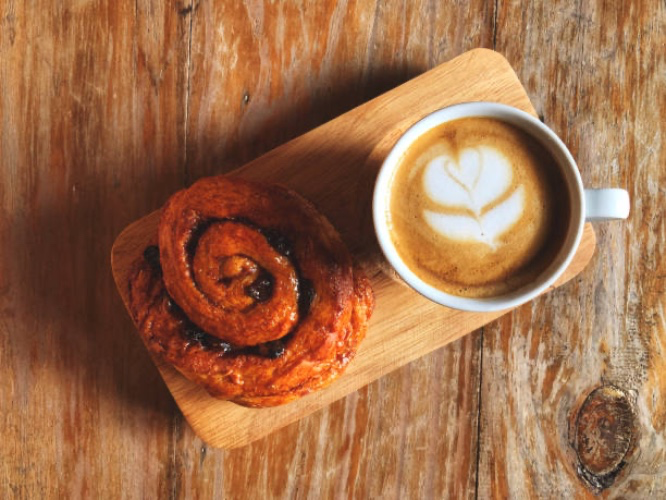 A coffee and a pastry