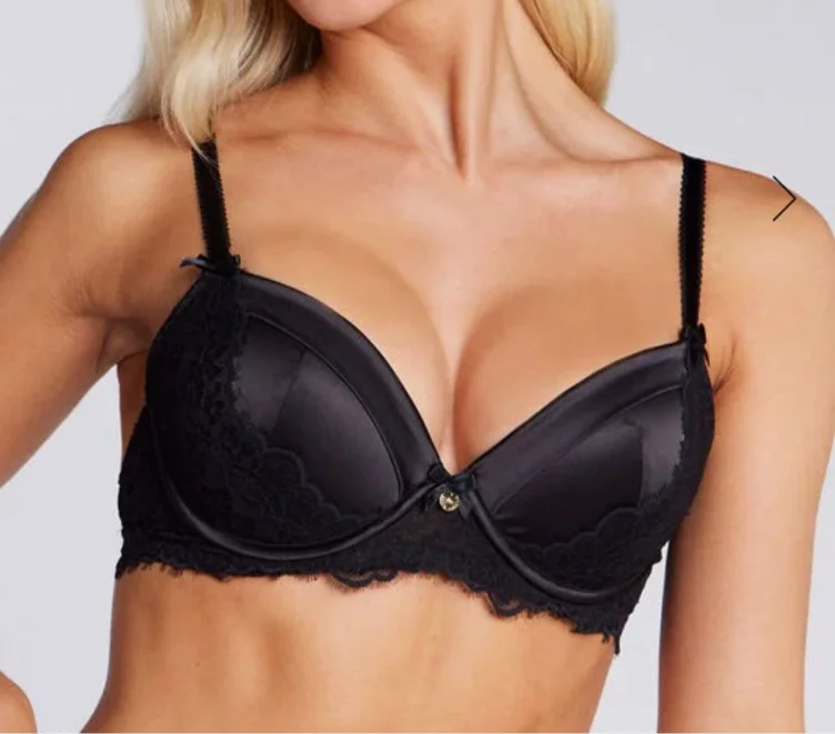 Black satin bra DD