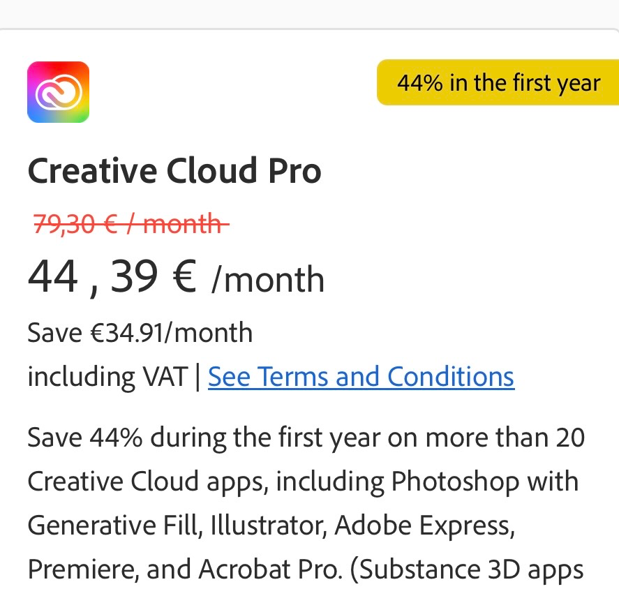 Adobe Creative Cloud Subscription 1 month