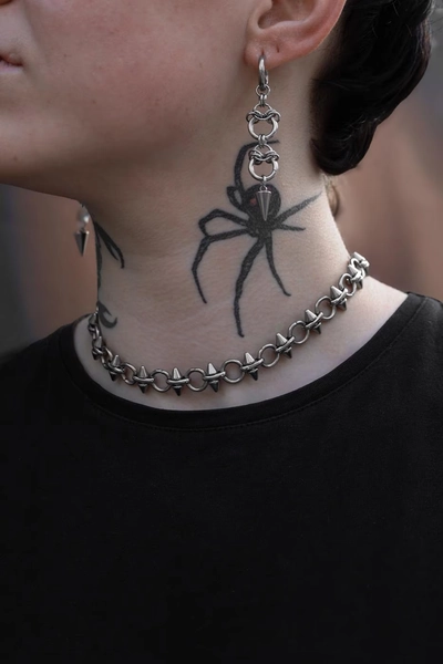 Warchain Choker Necklace | Adjustable Waterproof Stainless Steel Spike Studded Chain | Unisex Gift For Her or Him | Alternative Gothic Style