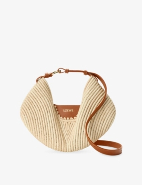 Medium Swing Raffia And Leather Top-Handle Bag