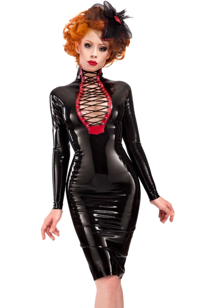 Robe Crayon en Latex à Lacets Flash