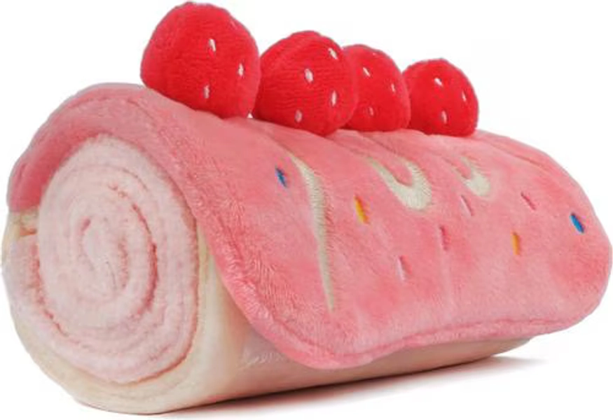 CHEWFFON Strawberry Rollcake Snuffle Enrichment Birthday Crinkle Dog Toy, Pink - Chewy.com