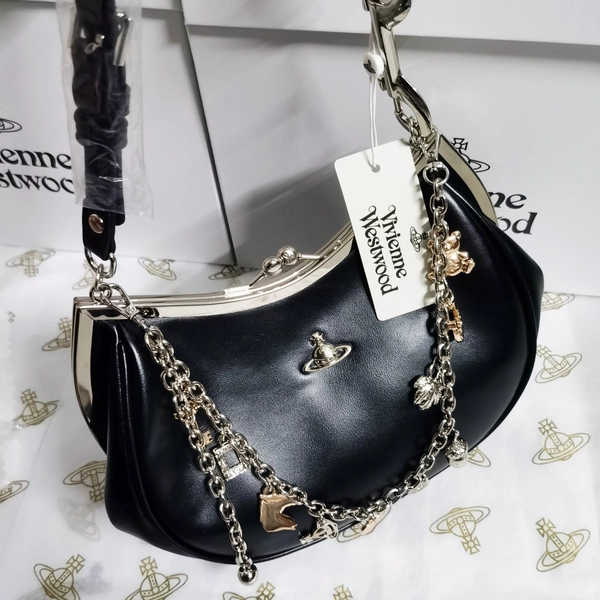 Vivienne Westwood Charm Frame Bag Leather Black outlet F/S JP
