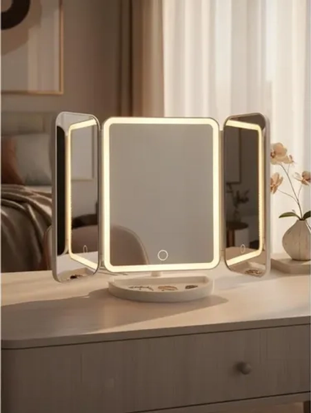 Espejo De Maquillaje Con Aumento 1x/2x/3x Led 3modos Recarga